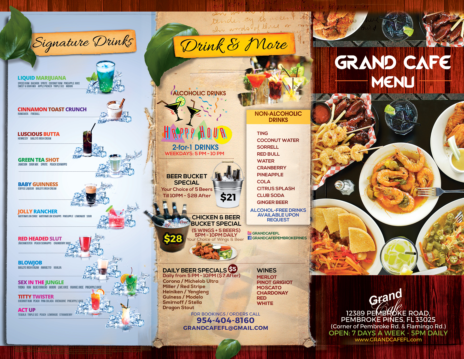 grand cafe food menu